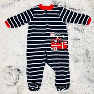 Little Me 6M fire engine feet pajamas